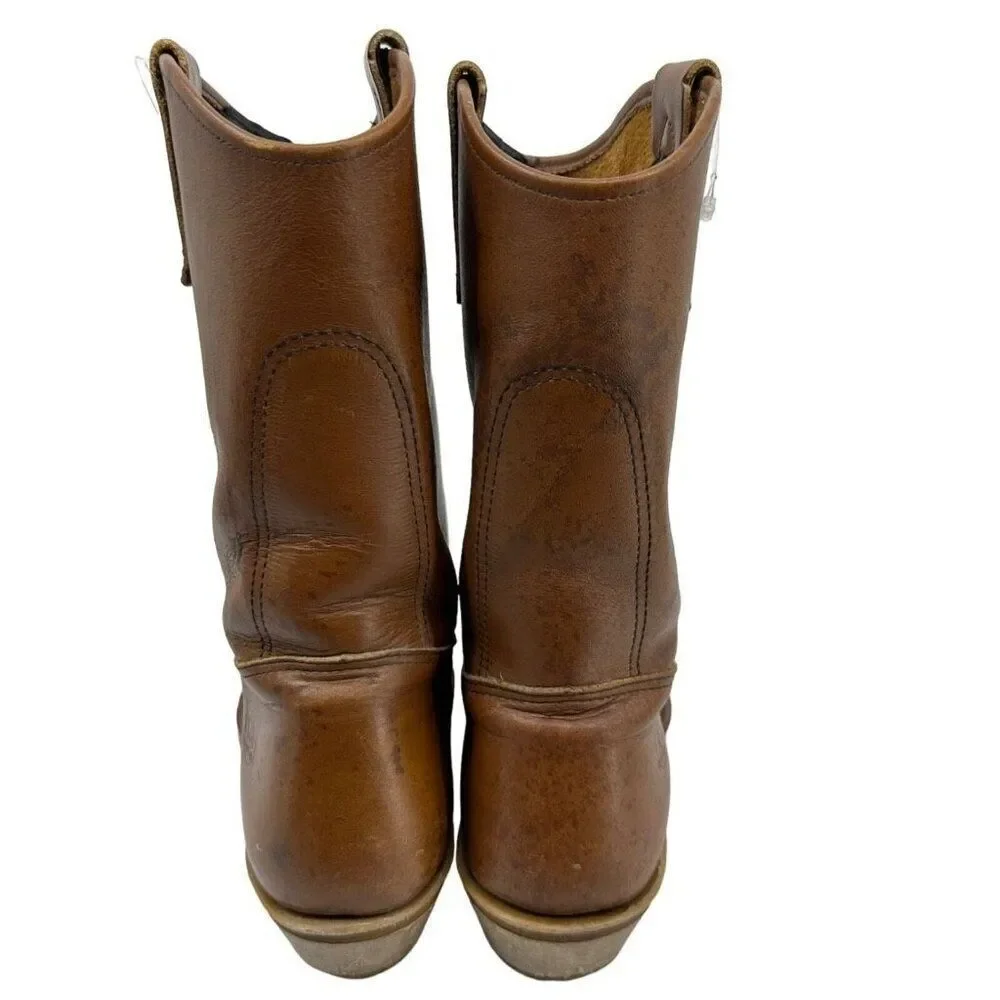 Vibram Mens Ws Work n Sport Cowboy Western Boots Brown Leather Pull On USA 7.5